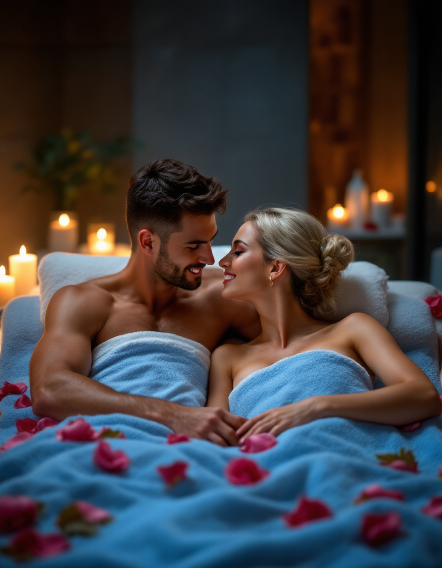 coppia su futon in spa di lusso